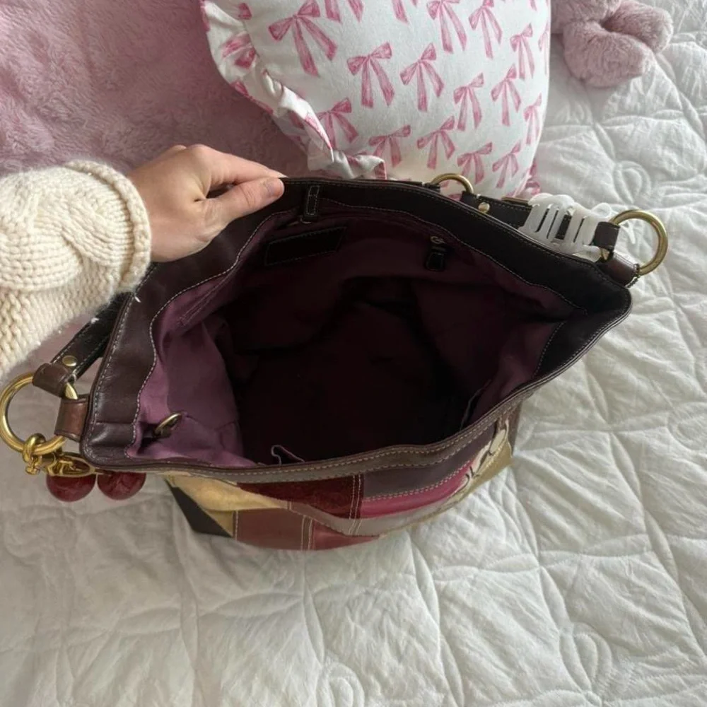 Y2K Coach patchwork pink and brown purse/bag‎